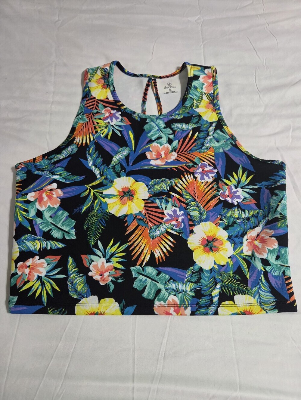 Degree Tropical Floral Tank with Bright Multicolor Blooms  Swim Or Casual. Sz XL